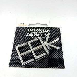 Way To Celebrate Halloween Eek Hair Pin Silver Toned 2" Wide OS Adult Costume